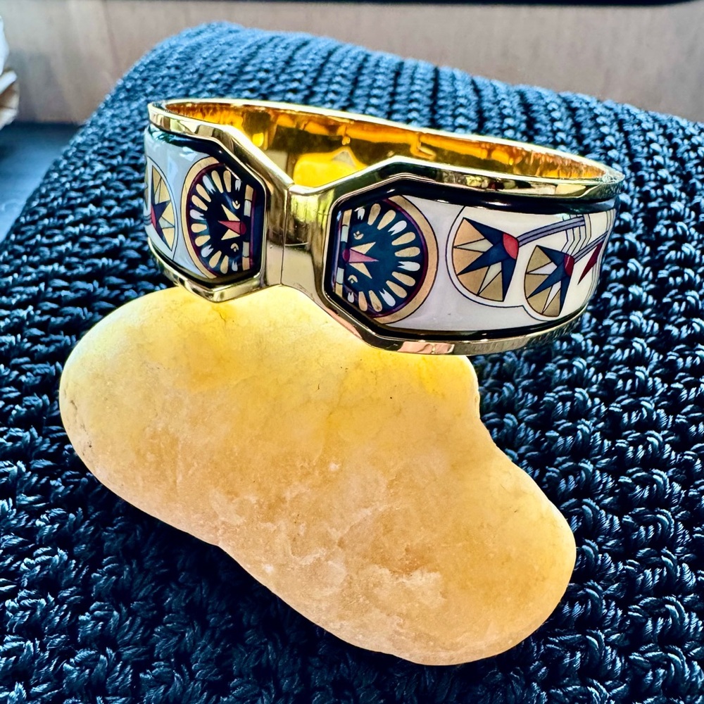 Rare Vintage Michaela Frey Wien 24 Carat Gold Plated Enamel Bracelet